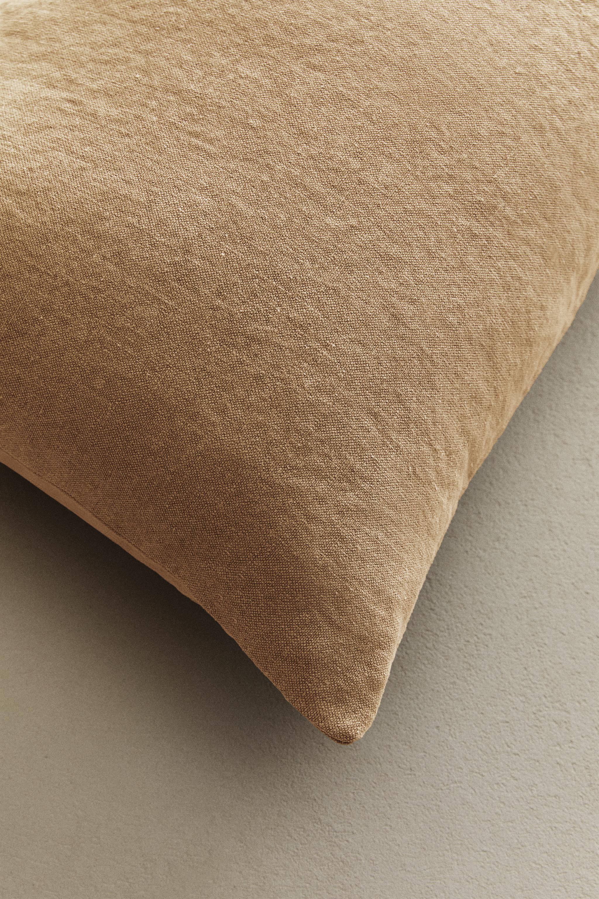 WASHED LINEN THROW PILLOW COVER — Brick