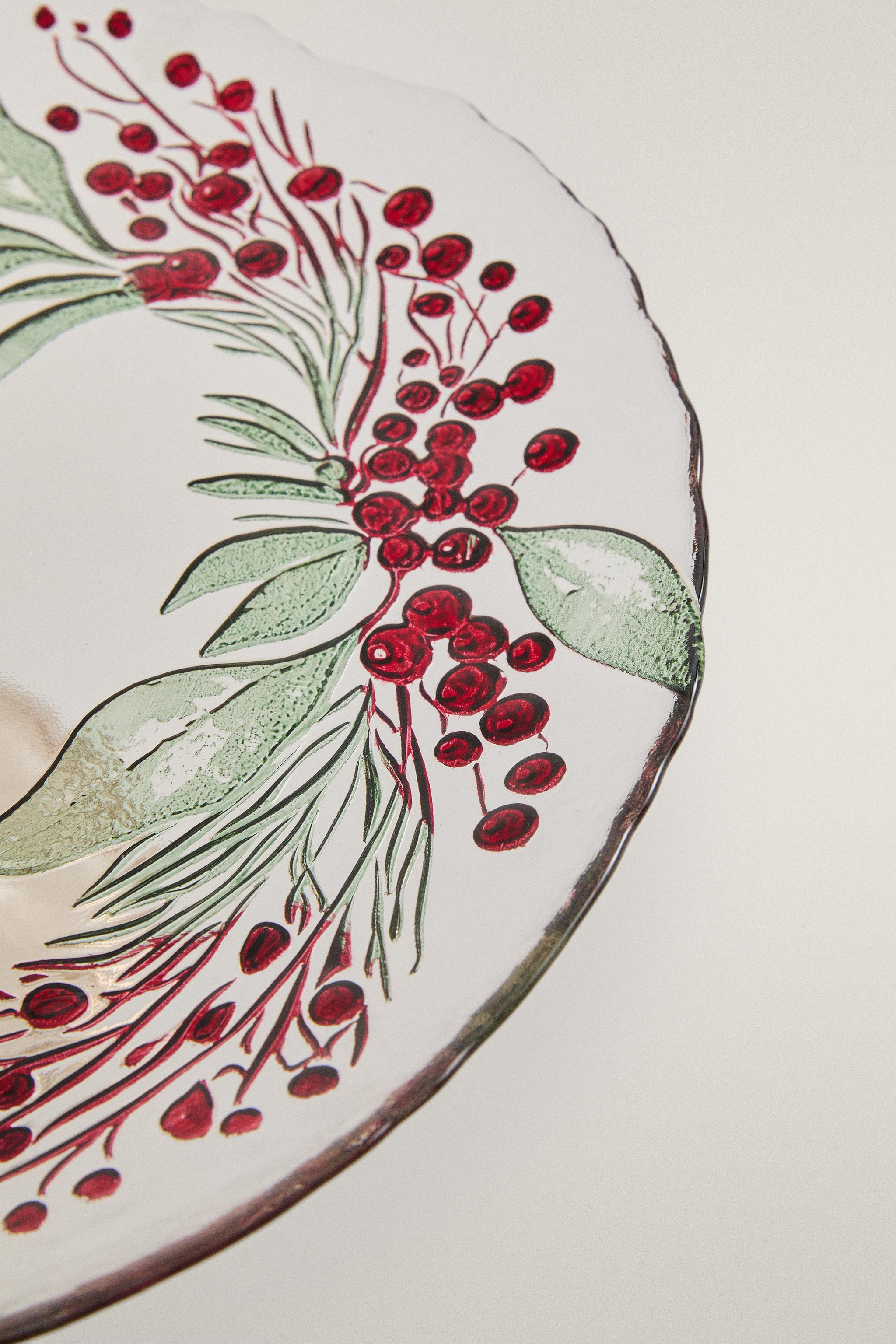 CHRISTMAS GARLAND GLASS SERVING DISH