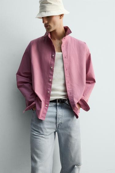 CHEMISE REGULAR FIT EN COTON LAVÉ - Rose de Zara - Image 5