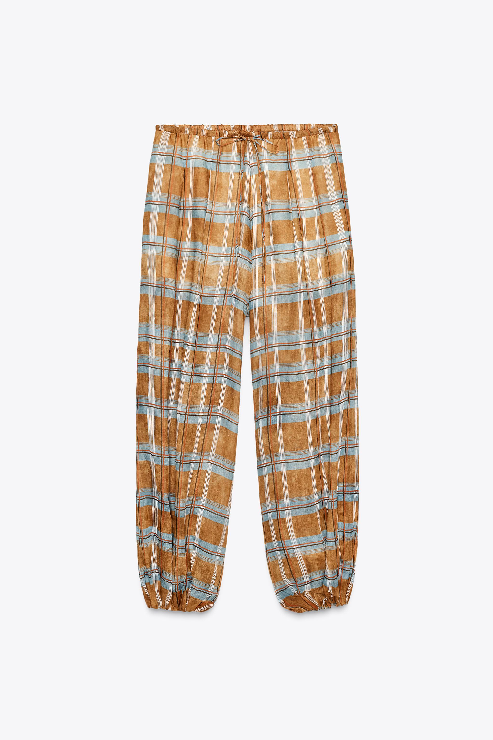 ZW COLLECTION RAMIE CHECK BALLOON TROUSERS - Main Image
