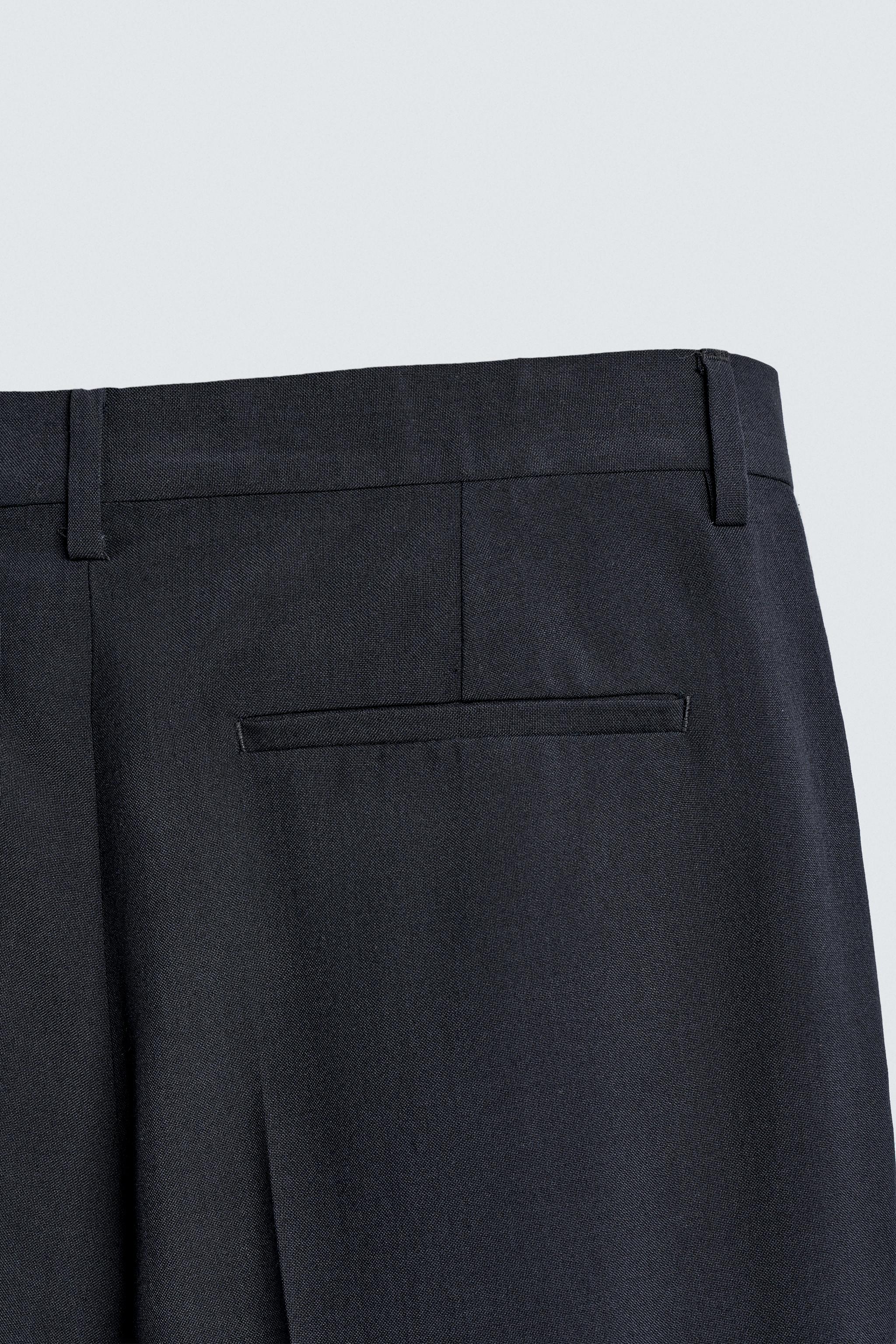 WOOL BLEND STRAIGHT FIT SUIT PANTS