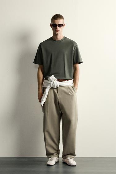 RELAXED FIT INTERLOCK T-SHIRT /04 - Dark khaki by Zara