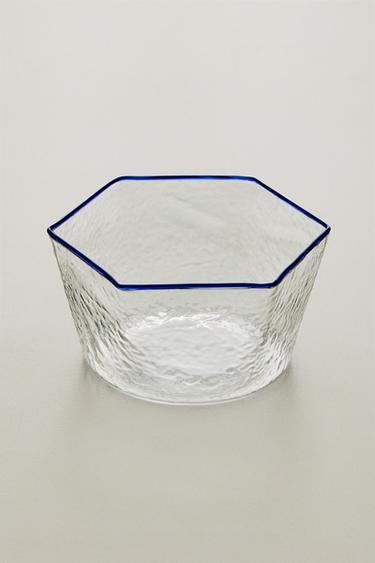 Zara HEXAGONAL BOROSILICATE GLASS BOWL - Blue
