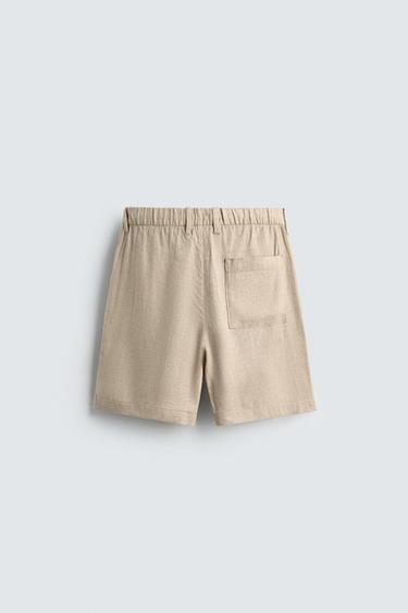 RELAXED FIT LINEN - VISCOSE BERMUDA SHORTS - Sand by Zara - Image 6