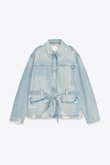 BELTED TRF DENIM JACKET - Light blue by Zara - Image 5