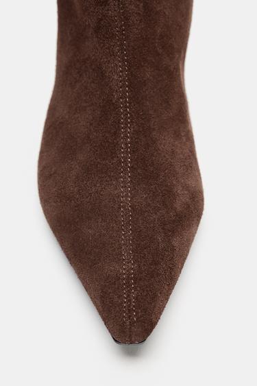 BOTTES COW-BOY EN CROÛTE DE CUIR - Marron de Zara - Image 5