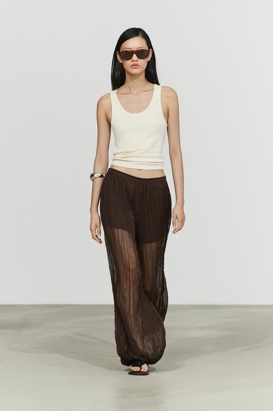 Pantalon fluide bouffant total look - Marron de Zara - Image 0