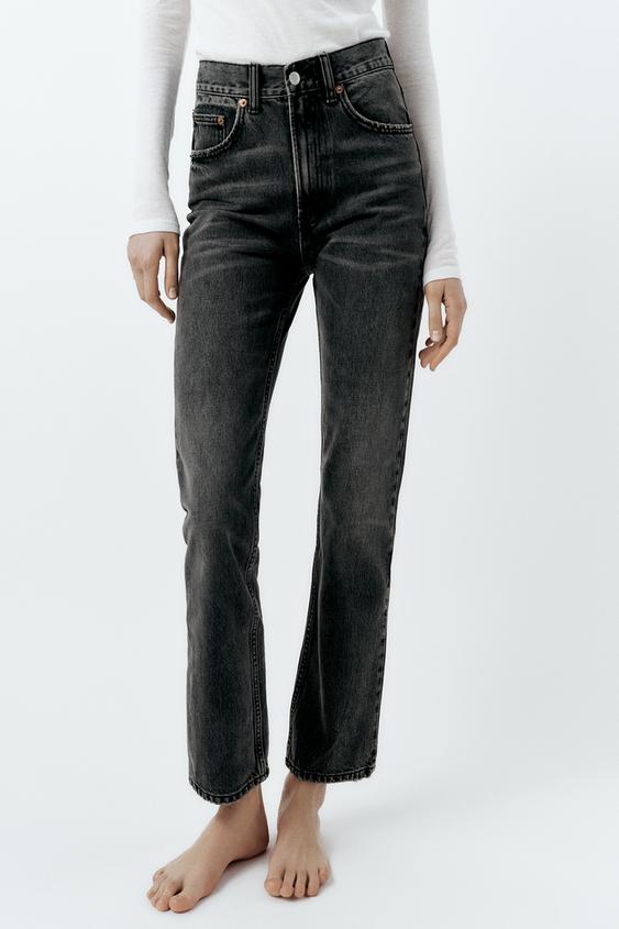 Straight High Ankle Jeans - Gris oscuro - MUJER