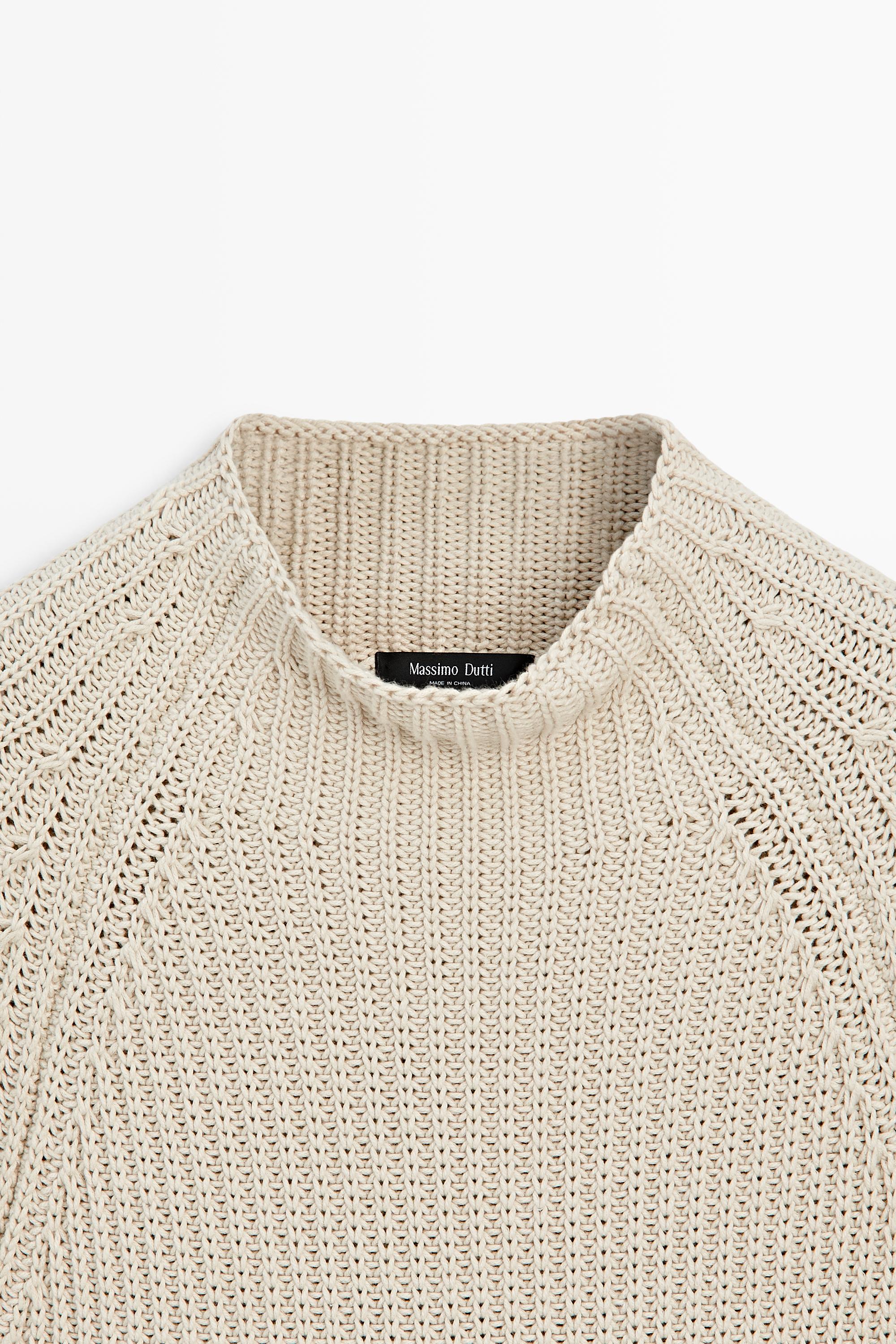 100% cotton purl knit sweater