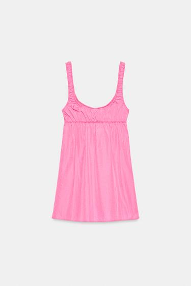 ROBE COURTE EN NYLON À STOPPERS - Rose fluo de Zara - Image 5