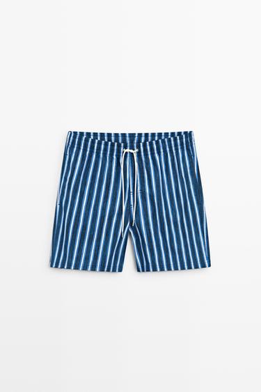 Zara Tri-color striped swimming trunks - Bluish - Image 0