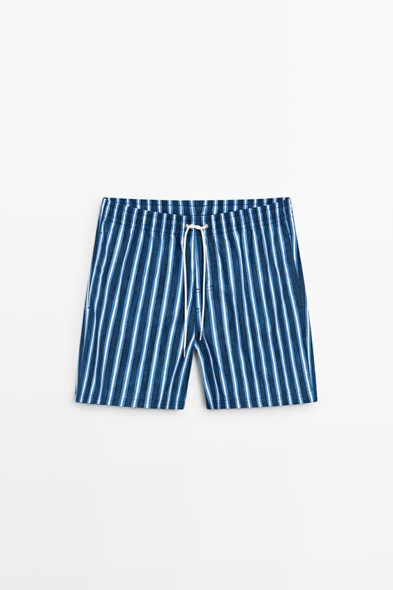Zara Tri-color striped swimming trunks - Bluish - Image 0