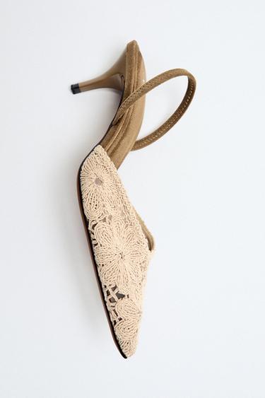 EMBROIDERED HEELED SHOES - Ecru White by Zara