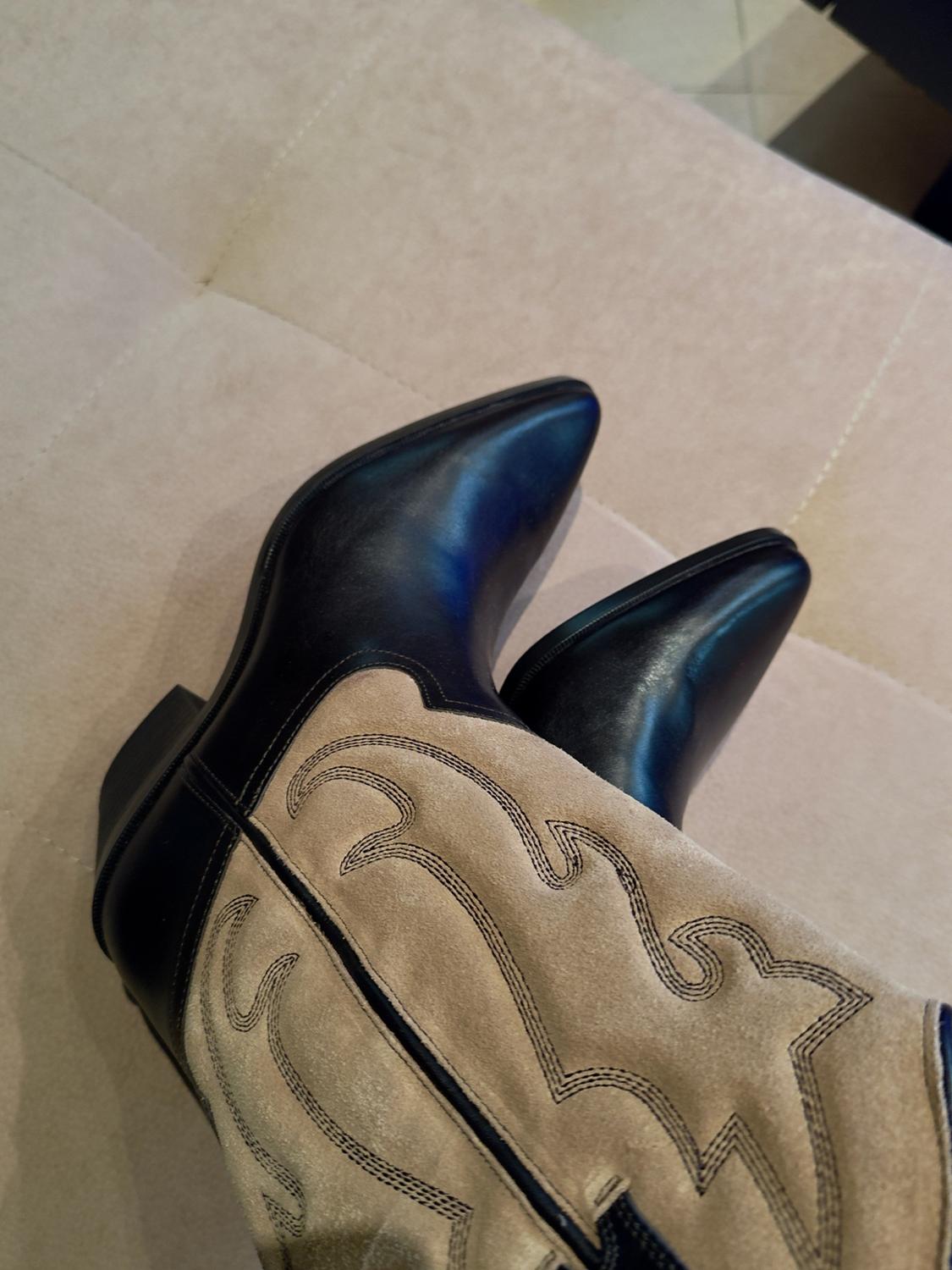 COMBINED LEATHER EMBROIDERED BOOTS - Image 5