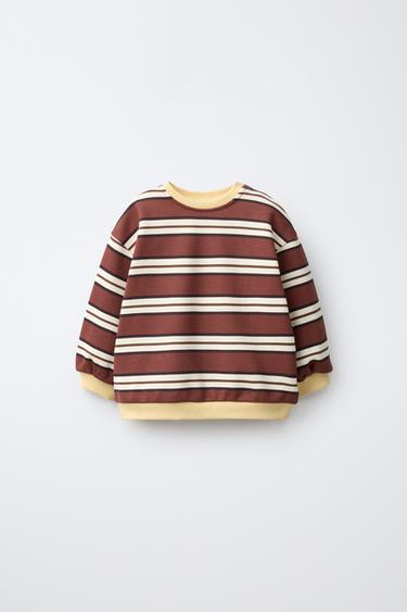 STRIPE PRINT SWEATSHIRT — Brown 1