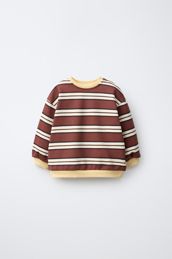 STRIPED SWEATSHIRT - Brown by Zara - Image 0