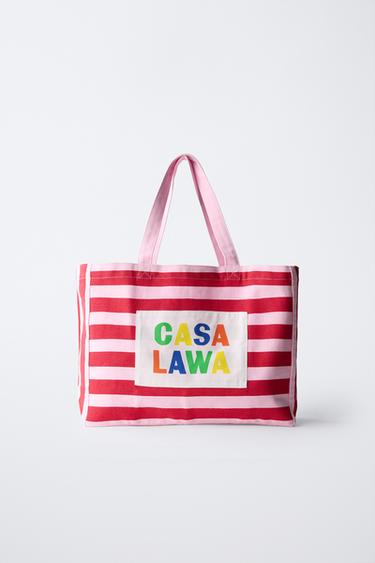 STRIPED FABRIC BAG CASA LAWA © Z ZARA KIDS - Pink by Zara