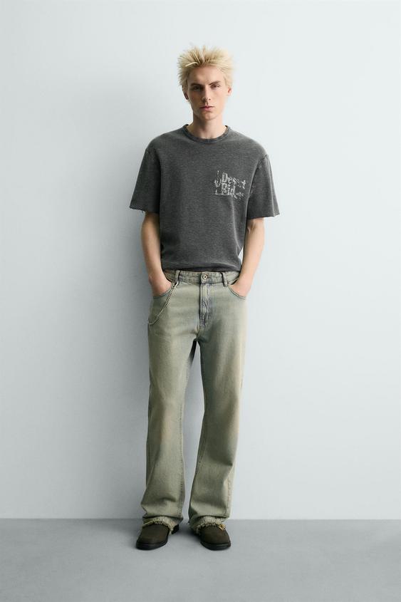 CONTRAST PRINT KNIT T-SHIRT