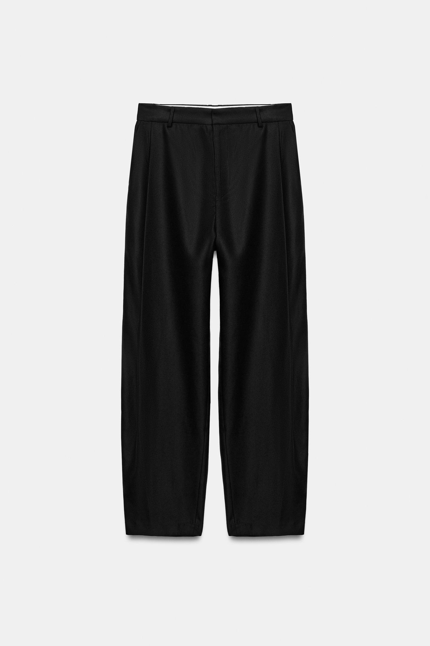 Женские брюки Zara ZW Collection Wide-Leg, цвет: Чёрный — фото 7