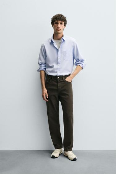 PANTALON STRAIGHT FIT - Marron de Zara
