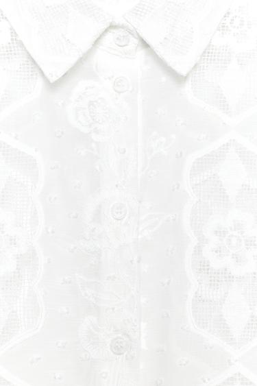 EMBROIDERED SHORT SLEEVE SHIRT - White by Zara - Image 9