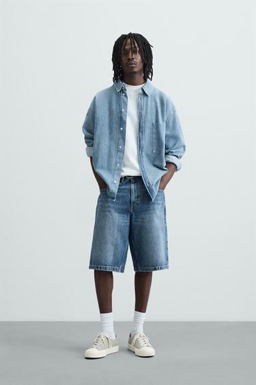 BERMUDA DENIM BAGGY FIT - Azul medio de Zara