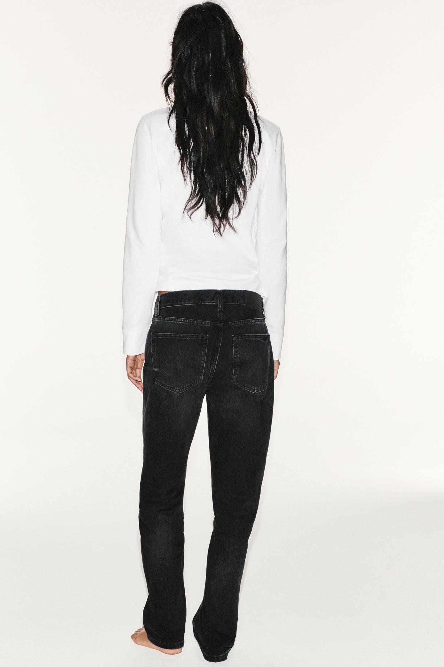 Женские джинсы Zara Trf Mid-Rise Straight Fit, цвет: Чёрный — фото 5