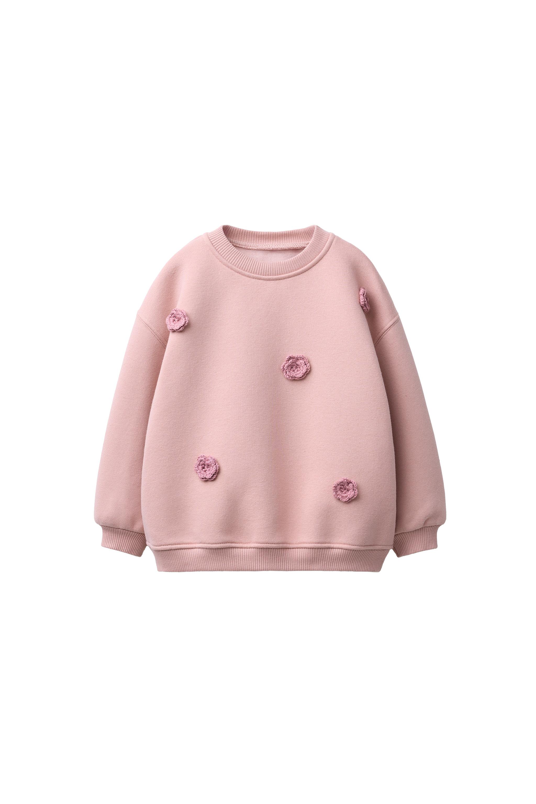 CROCHET APPLIQUÉ SWEATSHIRT - Dusty pink | ZARA United States