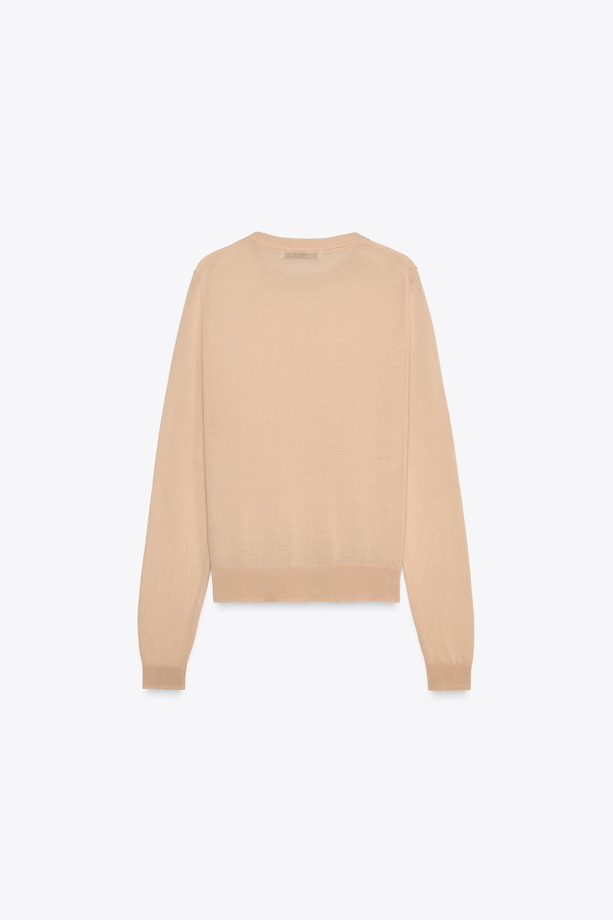 ZARA ベーシック プレーン ニットセーター XS 正規品 ベーシック プレーン ニットセーター - バニラ | ZARA Japan / 日本