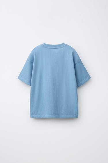 T-SHIRT WITH RAISED SLOGAN - Light blue by Zara - Image 1