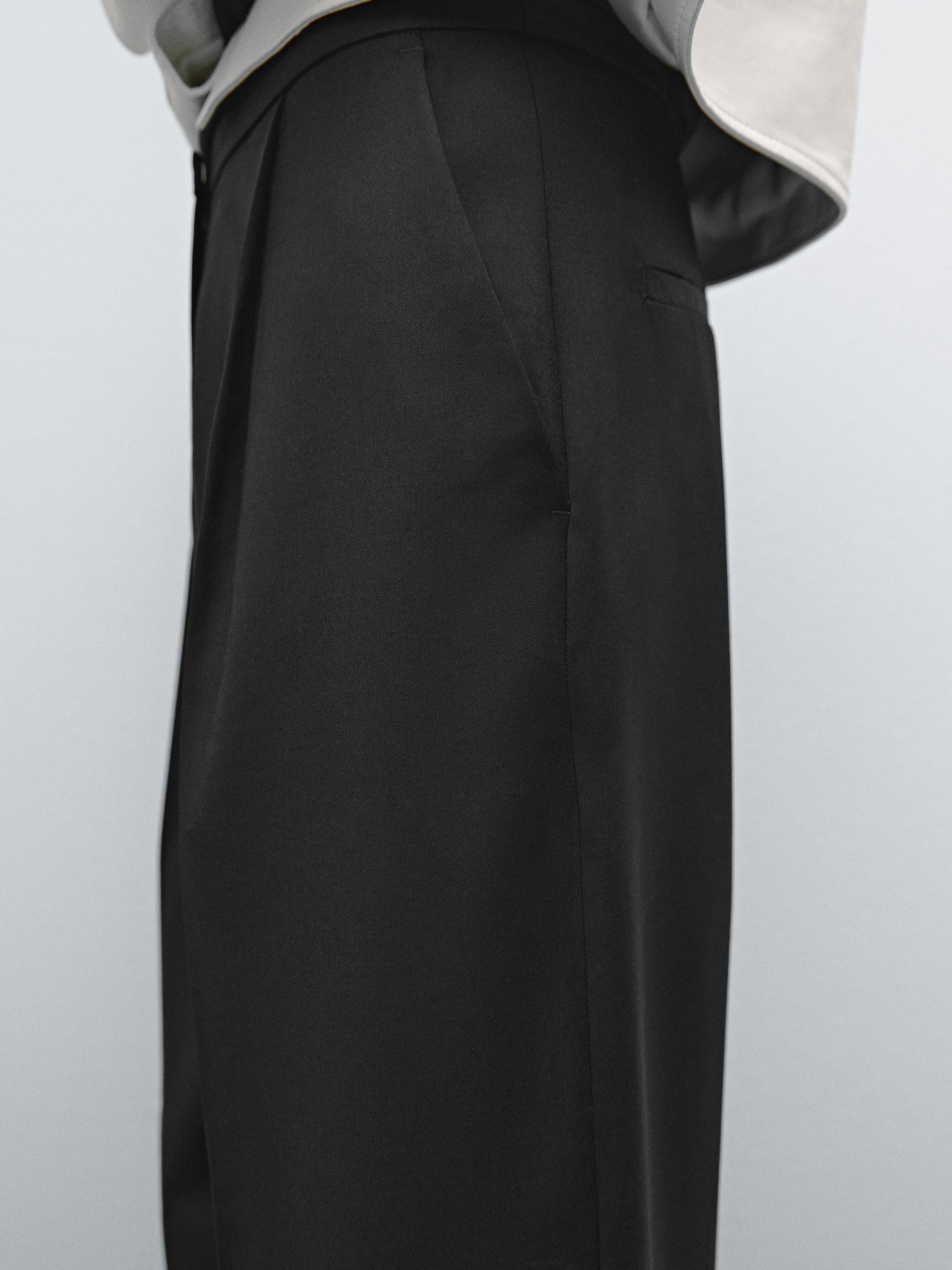 100% wool trousers with thin waistband - Black | ZARA United