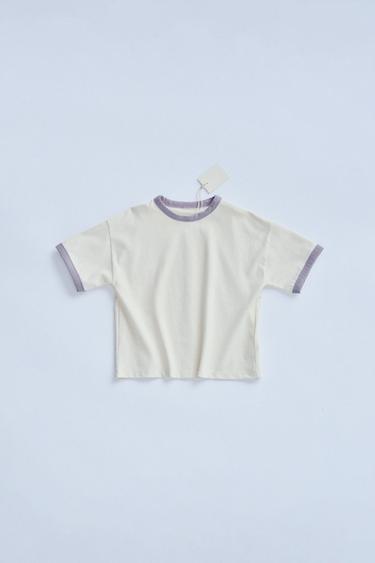 Zara TIMELESS - SOLID T-SHIRT WITH CONTRASTING PIPING - Lilac
