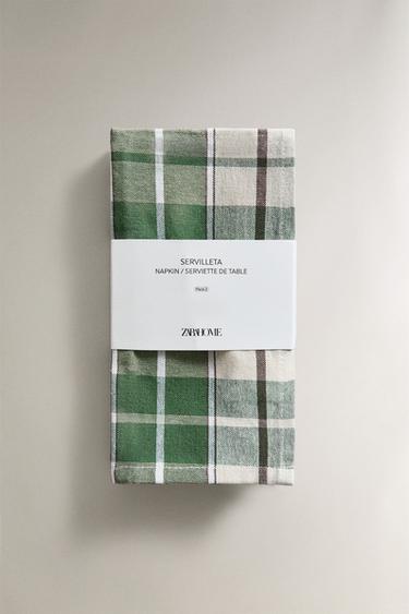 LOT DE SERVIETTES DE TABLE EN FIL TEINTÉ (LOT DE 2) - Vert de Zara - Image 4