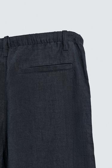 PANTALON RELAXED FIT 100% LIN - Bleu marine foncé de Zara - Image 8