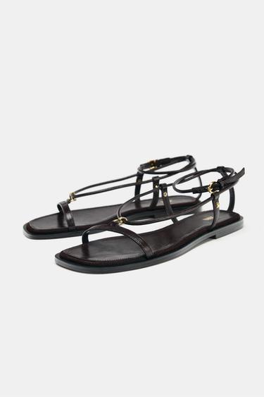 SANDALES BRIDES FINES EN CUIR - Marron de Zara - Image 2