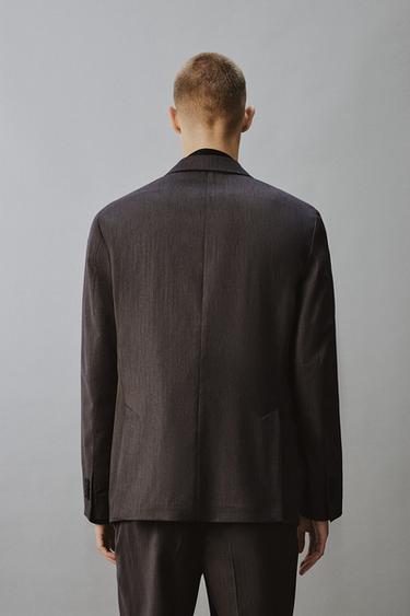 VESTE DE COSTUME À BOUTONNAGE CROISÉ À CHEVRONS - Marron de Zara - Image 2