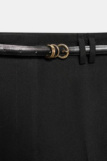 PANTALON CAPRI À CEINTURE - Noir de Zara - Image 9
