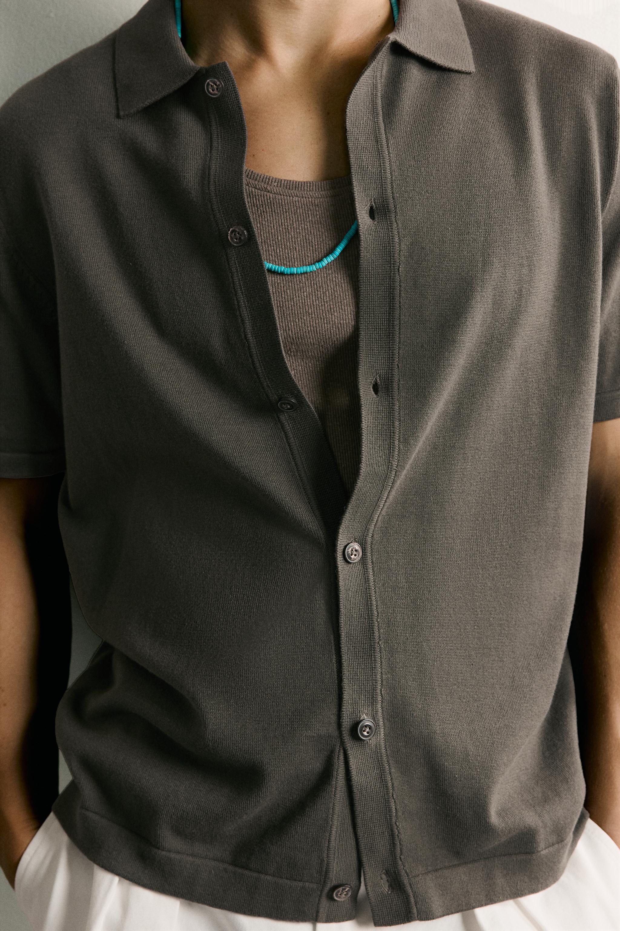 Мужские рубашки Zara RELAXED FIT KNIT SHIRT — фото 7