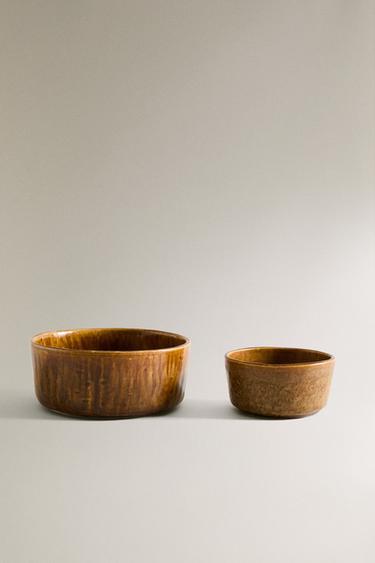 BROWN STONEWARE BOWL - Pumpkin by Zara
