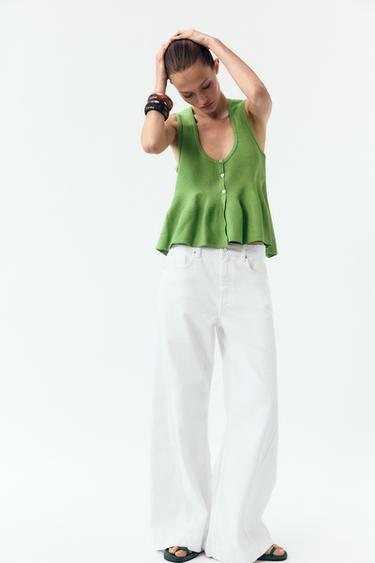 KNIT PEPLUM TOP - Light green by Zara - Image 0