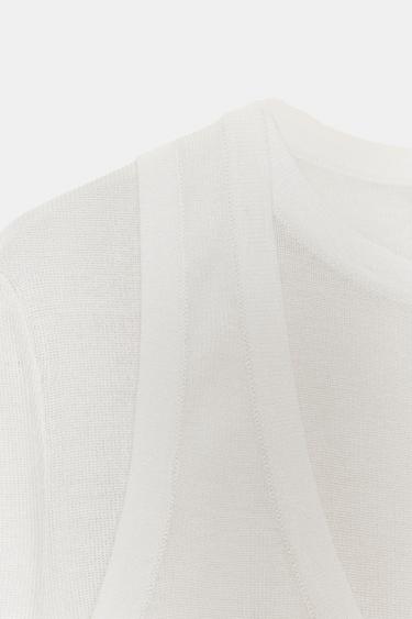 TOP EN MAILLE DOUBLE - Blanc de Zara - Image 6