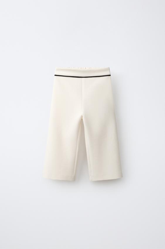 PANTALON DROIT PASSEPOILÉ - Écru de Zara - Image 0