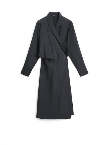 Zara Midi dress with draped detail - Charcoal gray