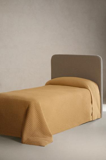 CHILDREN'S CHECK QUILT - Mustard by Zara - Image 1