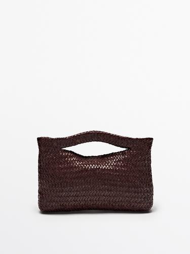 Zara Woven nappa leather mini bag - Brown marl