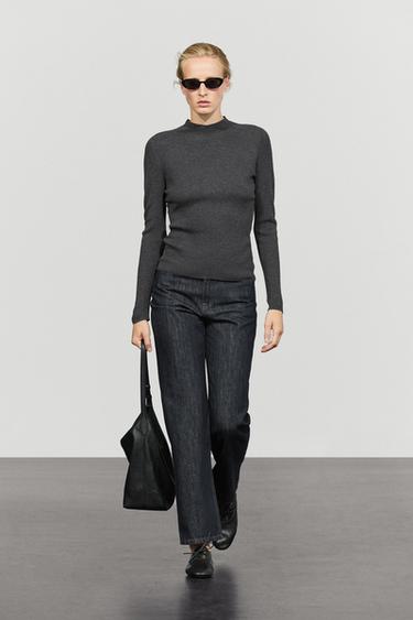 Zara Ribbed knit mock turtleneck sweater - Anthracite grey - Image 0