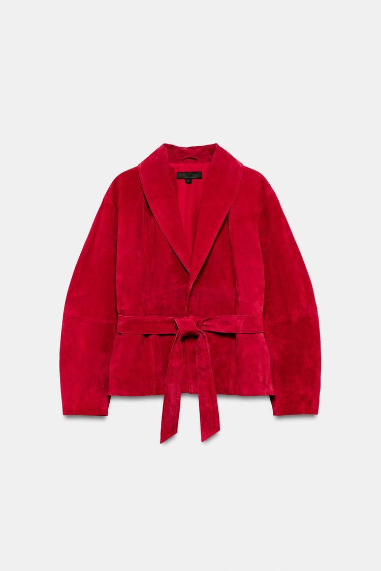 Chaqueta de cuero 100% con cinturón 2