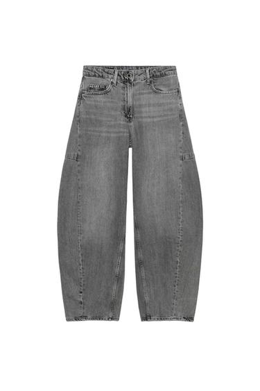 ZW COLLECTION ANKLE BALLOON MID-WAIST JEANS - Anthracite grey by Zara