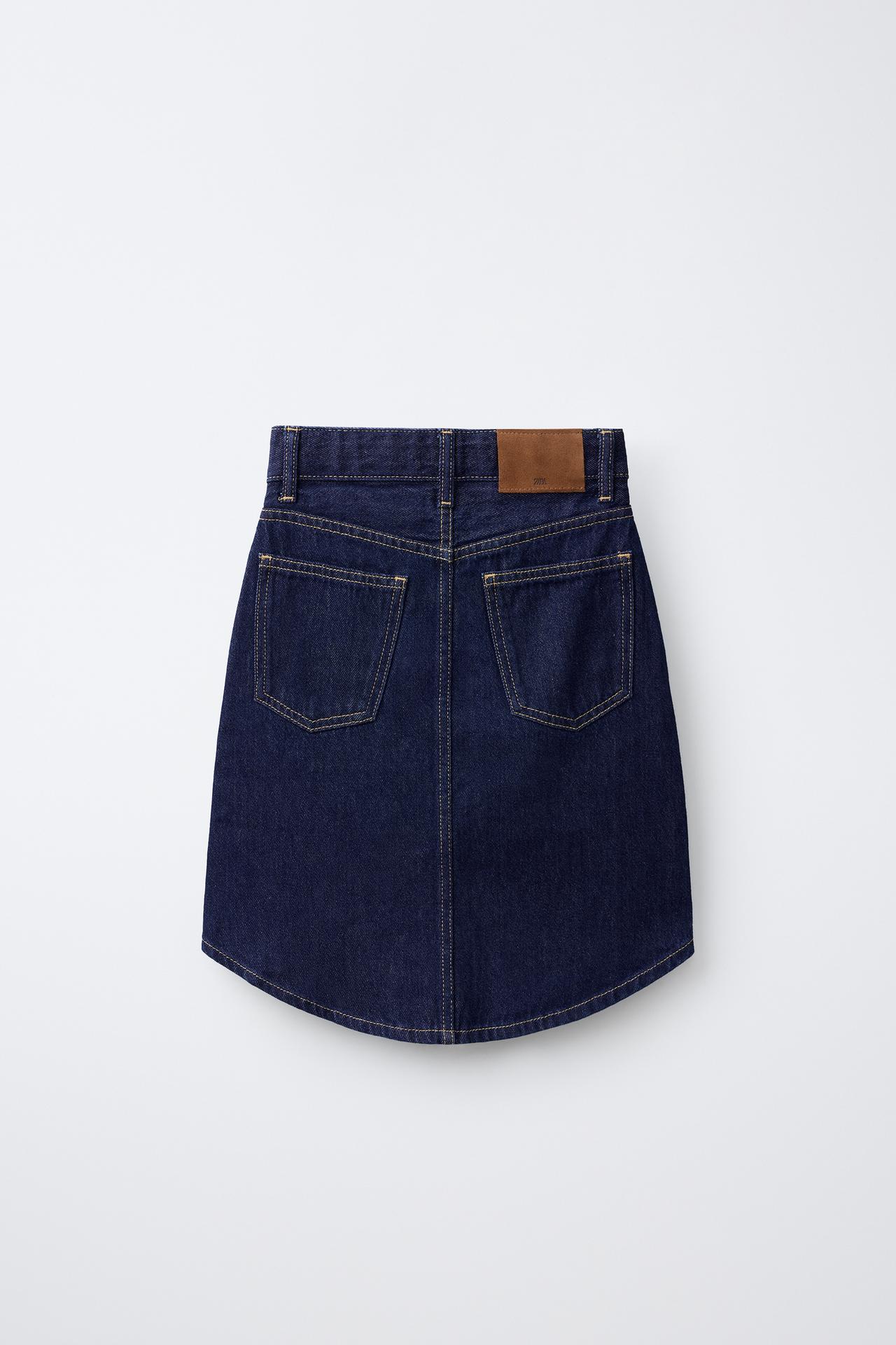 DENIM MIDI SKIRT — Blue
