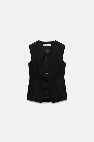 Zara BUTTONED VEST ZW COLLECTION - Black